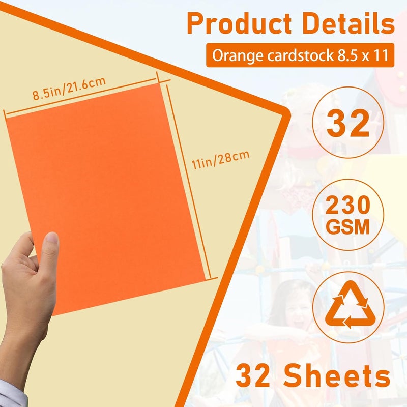 Guakicae 32 Sheets Orange Cardstock 8.5 x 11 for Halloween, 80lb Premium Pumpkin Color Card Stock for DIY Card Making, Halloween Decorations, School Scrapbooking, Memos - Image 2